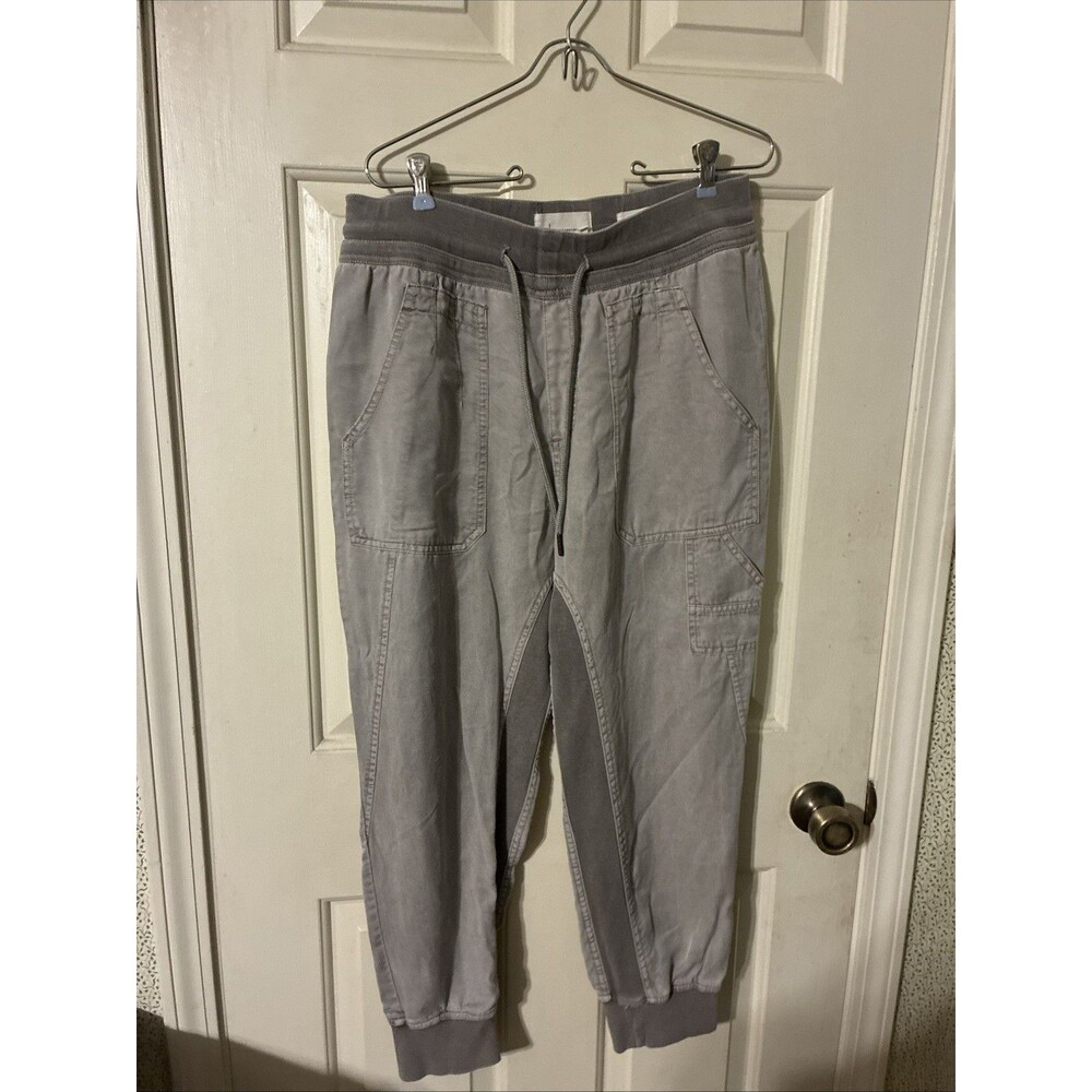 Anthropologie Womens M Jogger Cargo Pants Elastic Cuff Two Tone Inseam 26 In